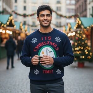 Route 66 Men's Festive Navy Sweater